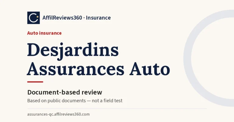 Desjardins Assurances Auto — auto insurance: document-based review by AffilReviews360